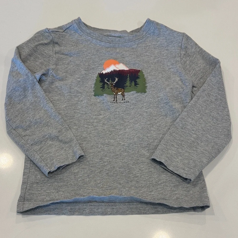 Janie and Jack Gray Deer Mountain Long Sleeve Shirt